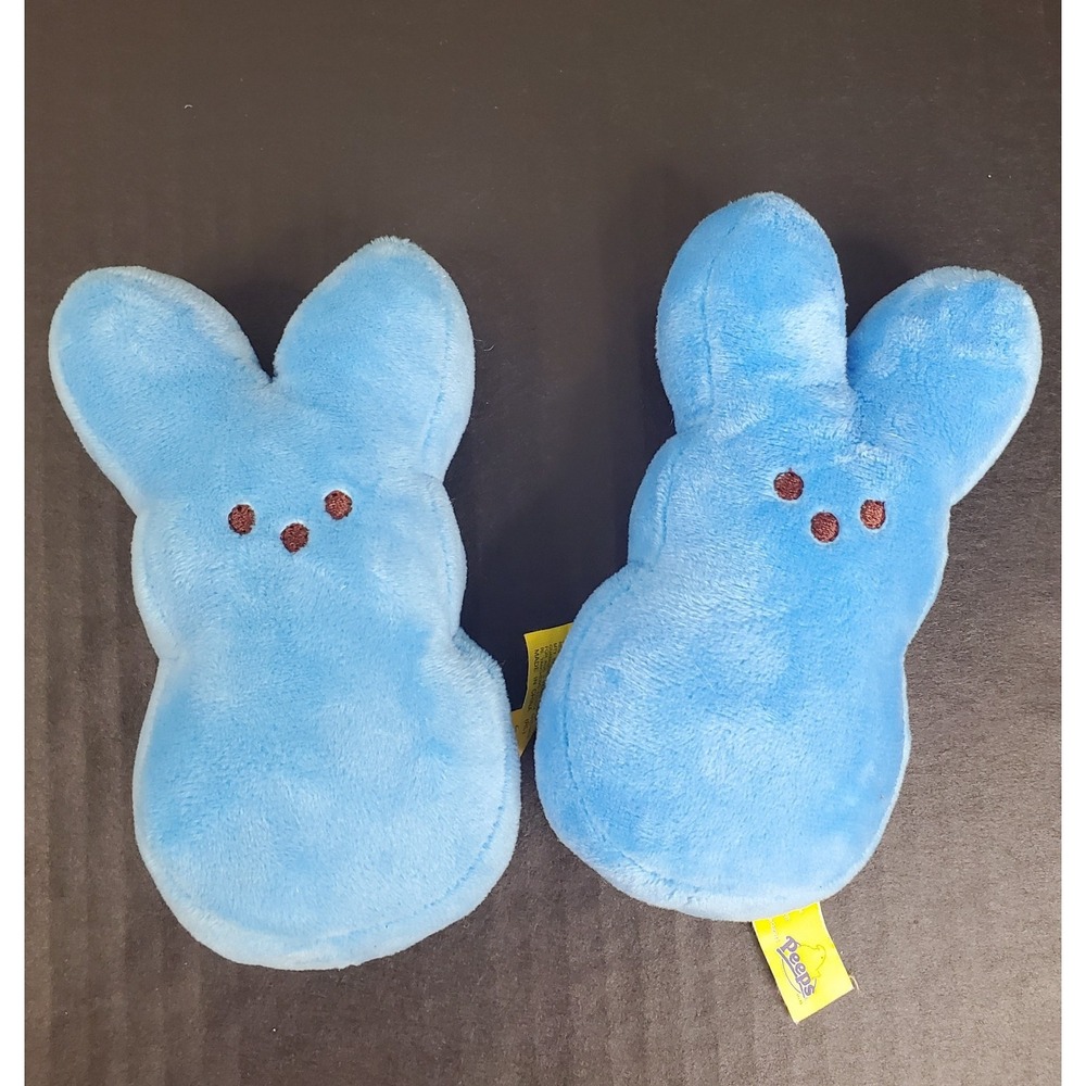 Peeps Bunny Rabbit Blue Plush Lot Of 2 - 6" Stuffed Animals Easter Basket Toys
